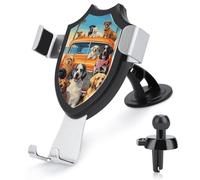 maccbn 3 in 1 Supporto universale per telefono da auto con ventosa regolabile per cani Giorni d'estate Supporto per telefono cellulare con clip in metallo per ventola parabrezza cruscotto accessori
