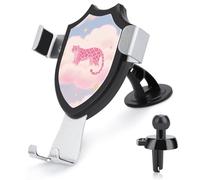 maccbn 3 in 1 Supporto universale per telefono da auto con ventosa regolabile rosa leopardato supporto per telefono cellulare con clip in metallo per ventola parabrezza cruscotto accessori auto