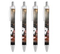 maccbn 4 penne a sfera retrattili da 0,5 mm con inchiostro nero liquido liscio, penne roller per tornei di poker, con impugnatura ergonomica e confortevole, ad asciugatura rapida e senza sbavature