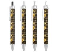 maccbn 4 penne a sfera retrattili da 0,5 mm con inchiostro nero liscio nero dorato note musicali con impugnatura ergonomica e confortevole, ad asciugatura rapida e senza sbavature, ricaricabili per