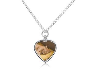 maccbn Accogliente collana con urna a forma di gatto, impermeabile, con ciondolo commemorativo a forma di cuore, con kit di riempimento, catena regolabile da 70,1 cm, gioiello per la cremazione