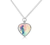 maccbn Bella collana con urna a forma di coda di sirena per ceneri impermeabile con ciondolo commemorativo a forma di cuore con kit di riempimento, catena regolabile da 70,1 cm, gioiello per la