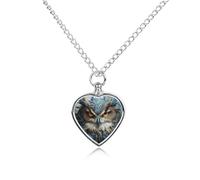 maccbn Collana a forma di gufo per ceneri, impermeabile, ciondolo commemorativo a forma di cuore, con kit di riempimento, catena regolabile da 70,1 cm, gioiello per la cremazione per cani e gatti