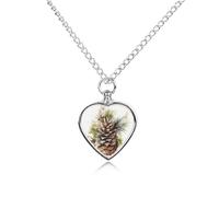 maccbn Collana a forma di pigna ad acquerello per ceneri con ciondolo commemorativo a forma di cuore impermeabile con kit di riempimento, catena regolabile da 70,1 cm, gioiello per ceneri, regalo di