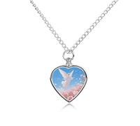 maccbn Collana con ciondolo commemorativo a forma di cuore con angelo e rose, impermeabile, con kit di riempimento, catena regolabile da 70,1 cm, gioiello per la cremazione, regalo per cani e gatti