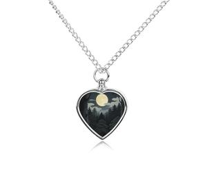 maccbn Collana con ciondolo commemorativo a forma di cuore con luna giapponese, impermeabile, con kit di riempimento, catena regolabile da 70,1 cm, gioiello per la cremazione, regalo per cani e gatti