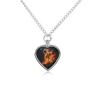 maccbn Collana con ciondolo commemorativo a forma di cuore con teschi che bruciano e bruciano, impermeabile, con kit di riempimento, catena regolabile da 70,1 cm, gioiello per cani e gatti, regalo di