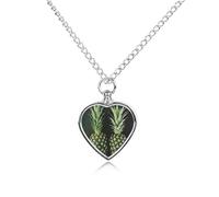 maccbn Collana con ciondolo commemorativo a forma di cuore impermeabile con due ananas per ceneri con kit di riempimento, catena regolabile da 70,1 cm, gioielli per cani e gatti, regalo di simpatia