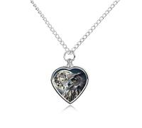 maccbn Collana con ciondolo commemorativo a forma di cuore impermeabile con gufo e luna, con kit di riempimento, catena regolabile da 70,1 cm, gioiello per la cremazione, regalo per cani e gatti