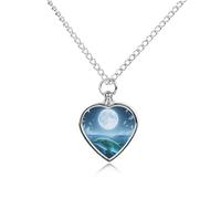 maccbn Collana con ciondolo commemorativo a forma di delfino e luna, impermeabile, con kit di riempimento, catena regolabile da 70,1 cm, gioiello per la cremazione, regalo per cani e gatti, simpatia