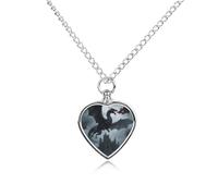 maccbn Collana con ciondolo commemorativo a forma di drago nero per ceneri impermeabile a forma di cuore con kit di riempimento, catena regolabile da 70,1 cm, gioiello per la cremazione per cani e