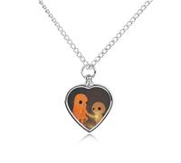 maccbn Collana con due fantasmi arancioni per ceneri, impermeabile, ciondolo commemorativo a forma di cuore con kit di riempimento, catena regolabile da 70,1 cm, gioiello per la cremazione, regalo per