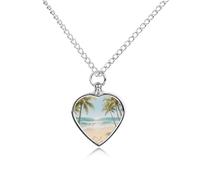 maccbn Collana con urna a forma di albero di cocco, impermeabile, con ciondolo commemorativo a forma di cuore, con kit di riempimento, catena regolabile da 70,1 cm, gioiello per la cremazione, regalo