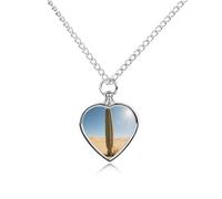 maccbn Collana con urna a forma di cactus per ceneri, impermeabile, a forma di cuore, con kit di riempimento, catena regolabile da 70,1 cm, gioiello per la cremazione, regalo per cani e gatti