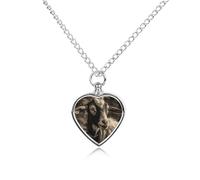 maccbn Collana con urna a forma di capra bianca e nera per ceneri impermeabile, ciondolo commemorativo a forma di cuore con kit di riempimento, catena regolabile da 70,1 cm, gioiello per cani e gatti