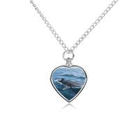 maccbn Collana con urna a forma di squalo balena, impermeabile, con ciondolo commemorativo a forma di cuore, con kit di riempimento, catena regolabile da 70,1 cm, gioiello per la cremazione, regalo