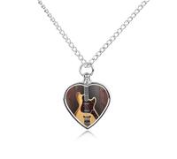 maccbn Collana con urna musicale a forma di chitarra per ceneri impermeabile con ciondolo commemorativo a forma di cuore con kit di riempimento, catena regolabile da 70,1 cm, gioiello per la