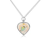 maccbn Collana con urna per animali domestici con astronauta che tiene la terra, impermeabile, ciondolo commemorativo a forma di cuore, con kit di riempimento, catena regolabile da 70,1 cm, gioiello