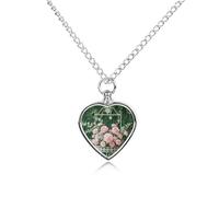 maccbn Collana con urna per animali domestici rosa floreale per ceneri impermeabile ciondolo commemorativo a forma di cuore con kit di riempimento catena regolabile da 70,1 cm per cremazione gioielli