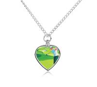 maccbn Collana con urna per animali domestici stampata con campo da golf, impermeabile, ciondolo commemorativo a forma di cuore, con kit di riempimento, catena regolabile da 70,1 cm, gioiello per cani