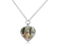 maccbn Collana con urna per cani che riposano sulla panchina per ceneri con ciondolo commemorativo a forma di cuore impermeabile con kit di riempimento, catena regolabile da 70,1 cm, gioielli per cani