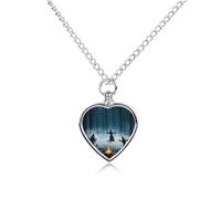 maccbn Collana con urna per ceneri della strega della foresta, impermeabile, ciondolo commemorativo a forma di cuore, con kit di riempimento, catena regolabile da 70,1 cm, gioiello per la cremazione