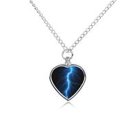 maccbn Collana con urna per ceneri di un fulmine blu, impermeabile, con kit di riempimento, catena regolabile da 70 cm, gioiello per la cremazione, regalo di simpatia per gli amanti degli animali