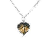 maccbn Dawn Forest - Collana con urna per ceneri, impermeabile, a forma di cuore, con kit di riempimento, catena regolabile da 70,1 cm, gioiello per la cremazione, regalo per cani e gatti, simpatia