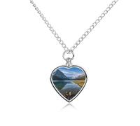 maccbn Glacier National Park - Collana con urna per ceneri, impermeabile, ciondolo commemorativo a forma di cuore, con kit di riempimento, catena regolabile da 70,1 cm, gioiello per la cremazione per