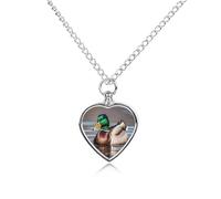 maccbn Mallard Duck - Collana con urna per ceneri, impermeabile, a forma di cuore, con kit di riempimento, catena regolabile da 70,1 cm, gioiello per la cremazione per cani e gatti, regalo di simpatia