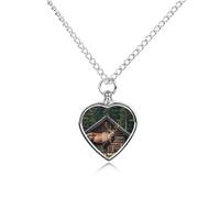 maccbn Mountain Cabin - Collana con urna per ceneri, impermeabile, a forma di cuore, con kit di riempimento, catena regolabile da 70,1 cm, gioiello per la cremazione, regalo di simpatia per gli amanti
