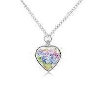 maccbn Ortensia Acquerello Pet Urna Collana per Ceneri Impermeabile Cuore Memoriale Ciondolo con Kit di Riempimento 70,1 cm Catena Regolabile Cremazione Keepsake Gioielli per Cane Gatto Simpatia