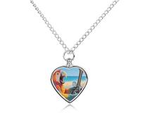 maccbn Parrot Drives - Collana con urna per ceneri a forma di cuore, impermeabile, con kit di riempimento, catena regolabile da 70,1 cm, gioiello per la cremazione, regalo di simpatia per gli amanti