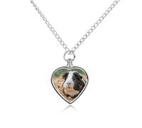 maccbn Simpatica collana con urna per ceneri di porcellini d'India, impermeabile, ciondolo commemorativo a forma di cuore, con kit di riempimento, catena regolabile da 70,1 cm, gioiello per la