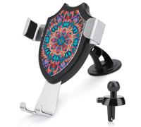 maccbn Supporto universale 3 in 1 per telefono cellulare con ventosa regolabile Boho Pavone Mandala Supporto per telefono cellulare con clip in metallo per bocchetta di ventilazione parabrezza