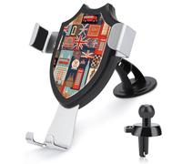 maccbn Supporto universale 3 in 1 per telefono da auto, con ventosa regolabile, simboli dell'Inghilterra, supporto per telefono cellulare con clip in metallo per bocchetta di ventilazione, parabrezza