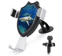 maccbn Supporto universale per telefono 3 in 1 per auto, con ventosa regolabile, con due squali bianchi, con gancio in metallo per bocchetta di ventilazione, parabrezza, cruscotto, accessori per auto
