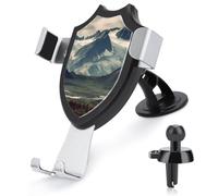maccbn Supporto universale per telefono 3 in 1 per auto, con ventosa regolabile, montagne dell'Alaska, con gancio in metallo per bocchetta di ventilazione, parabrezza, cruscotto, accessori per auto