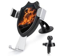 maccbn Supporto universale per telefono 3 in 1 per auto, con ventosa regolabile, motivo teschi, fuoco bruciante, con clip in metallo per bocchetta di ventilazione, parabrezza, cruscotto, accessori per