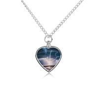 maccbn Thunder and Lightning - Collana con urna per ceneri, impermeabile, a forma di cuore, con kit di riempimento, catena regolabile da 70,1 cm, gioiello per la cremazione, regalo per cani e gatti
