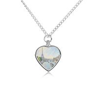 maccbn Torre Eiffel a Parigi, collana con urna per ceneri, impermeabile, ciondolo commemorativo a forma di cuore, con kit di riempimento, catena regolabile da 70 cm, gioiello per la cremazione, regalo