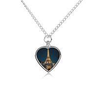 maccbn Torre Eiffel Collana con urna per ceneri, impermeabile, ciondolo commemorativo a forma di cuore, con kit di riempimento, catena regolabile da 70,1 cm, gioiello per la cremazione per cani e