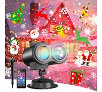 Macchiatto Proiettore Natale Esterno e Interno Proiettore Luci Natale con Telecomando, 20 Diapositive di Motivi, 10 colori, Lampada per Proiettore per Decorazioni Natale, Festa, Impermeabile