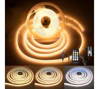 Macchiatto Striscia LED COB da 5 m, autoadesiva, con telecomando, temperatura di colore regolabile, strisce LED COB per applicazione flessibile in retroilluminazione TV, camera da letto, cucina