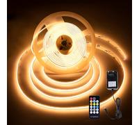 Macchiatto Striscia luminosa LED COB da 5 m, luce bianca calda, 3000 K, 640 LED, regolabile, CRI90+, LED COB, senza punti, flessibile per TV, retroilluminazione, camera da letto, cucina, armadio