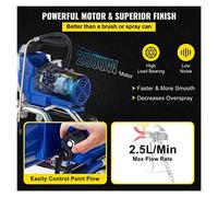 Macchina a spruzzo airless Pistola professionale ultra silenziosa for montaggio a parete Pressione 3000 psi Tecnologia di spostamento 2,5 l/minuto(1600W)
