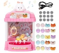 Macchina ad Artiglio per Bambini con 10 Giocattoli di Peluche e 10 Gashapons Candy Grabber Macchina Caramelle Mini Distributore per Bambini Giochi Arcade con Musica Regalo per Natale e Compleanno