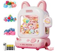 Macchina Artigli per Bambini con Luce e Musica, Mini Distributore Automatico con 10 Muppet, 10 Uova a Sorpresa e 12 Monete da Gioco, Giocattolo per Bambini a Batteria/USB per Feste di Compleanno