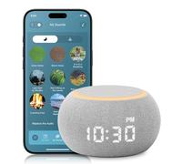Macchina audio a rumore bianco per dormire, sveglia e snooze a doppio stadio, controllo app intelligente, pulsanti personalizzati, oltre 500 suoni lenitivi senza looping, orologio dimmerabile, timer