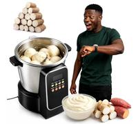 Macchina automatica antiaderente for rondini, 6 l | Touch screen a LED, facile da pulire, acciaio inossidabile, for cibo africano, Banku, Ugali Amala, semolino